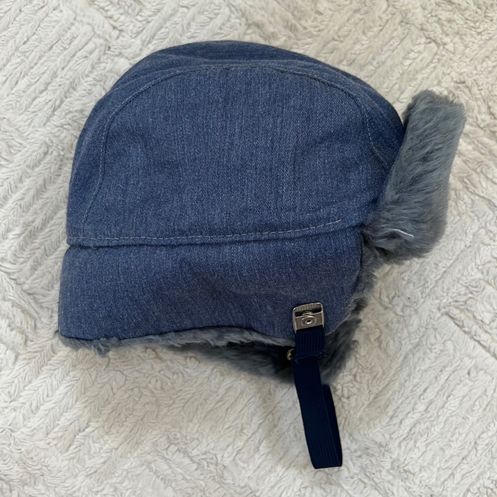 United Hatters, Cap, and Millinery Workers vintage denim trapper hat, X-Large